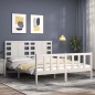 vidaXL Estructura de cama con cabecero madera maciza blanco 160x200 cm vidaXL Estructura de cama con cabecero madera maciza blanco 160x200 cm