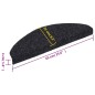 vidaXL Alfombrilla de escaleras 15 uds tela punzonada 65x21x4cm negro