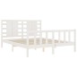 vidaXL Estructura de cama con cabecero madera maciza blanco 160x200 cm vidaXL Estructura de cama con cabecero madera maciza blanco 160x200 cm