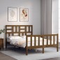vidaXL Estructura de cama matrimonio con cabecero madera marrón miel vidaXL Estructura de cama matrimonio con cabecero madera marrón miel