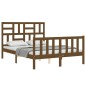 vidaXL Estructura de cama matrimonio con cabecero madera marrón miel vidaXL Estructura de cama matrimonio con cabecero madera marrón miel