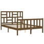 vidaXL Estructura de cama matrimonio con cabecero madera marrón miel vidaXL Estructura de cama matrimonio con cabecero madera marrón miel