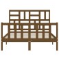 vidaXL Estructura de cama matrimonio con cabecero madera marrón miel vidaXL Estructura de cama matrimonio con cabecero madera marrón miel