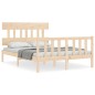 vidaXL Estructura de cama de matrimonio con cabecero madera maciza vidaXL Estructura de cama de matrimonio con cabecero madera maciza