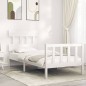 vidaXL Estructura de cama con cabecero madera maciza blanco 100x200 cm vidaXL Estructura de cama con cabecero madera maciza blanco 100x200 cm