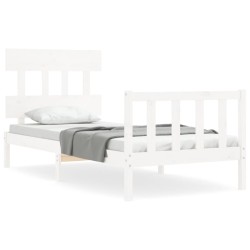vidaXL Estructura de cama con cabecero madera maciza blanco 100x200 cm