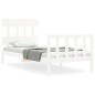 vidaXL Estructura de cama con cabecero madera maciza blanco 100x200 cm vidaXL Estructura de cama con cabecero madera maciza blanco 100x200 cm