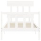vidaXL Estructura de cama con cabecero madera maciza blanco 100x200 cm vidaXL Estructura de cama con cabecero madera maciza blanco 100x200 cm