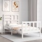 vidaXL Estructura de cama con cabecero madera maciza blanco vidaXL Estructura de cama con cabecero madera maciza blanco