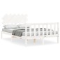 vidaXL Estructura cama de matrimonio con cabecero madera maciza blanco vidaXL Estructura cama de matrimonio con cabecero madera maciza blanco