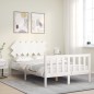 vidaXL Estructura cama de matrimonio con cabecero madera maciza blanco vidaXL Estructura cama de matrimonio con cabecero madera maciza blanco