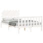 vidaXL Estructura cama de matrimonio con cabecero madera maciza blanco vidaXL Estructura cama de matrimonio con cabecero madera maciza blanco