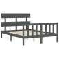 vidaXL Estructura cama de matrimonio con cabecero madera maciza gris