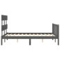 vidaXL Estructura cama de matrimonio con cabecero madera maciza gris