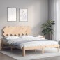 vidaXL Estructura de cama de matrimonio con cabecero madera maciza vidaXL Estructura de cama de matrimonio con cabecero madera maciza