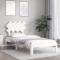 vidaXL Estructura de cama con cabecero madera maciza blanco 90x200 cm vidaXL Estructura de cama con cabecero madera maciza blanco 90x200 cm