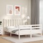 vidaXL Estructura de cama con cabecero madera maciza blanco 140x190 cm