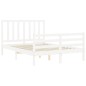 vidaXL Estructura de cama con cabecero madera maciza blanco 140x190 cm