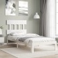 vidaXL Estructura de cama con cabecero madera maciza blanco 100x200 cm vidaXL Estructura de cama con cabecero madera maciza blanco 100x200 cm