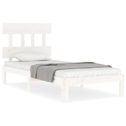 vidaXL Estructura de cama con cabecero madera maciza blanco 100x200 cm