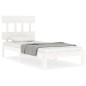 vidaXL Estructura de cama con cabecero madera maciza blanco 100x200 cm vidaXL Estructura de cama con cabecero madera maciza blanco 100x200 cm