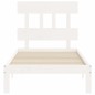 vidaXL Estructura de cama con cabecero madera maciza blanco 100x200 cm vidaXL Estructura de cama con cabecero madera maciza blanco 100x200 cm