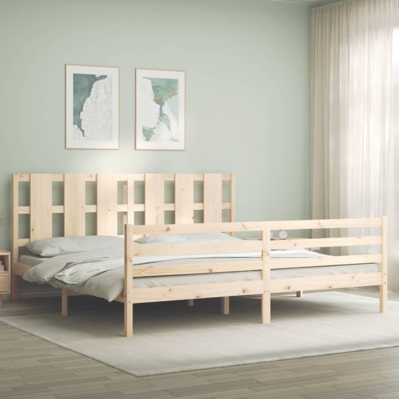 vidaXL Estructura de cama con cabecero madera maciza 200x200 cm vidaXL Estructura de cama con cabecero madera maciza 200x200 cm