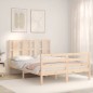 vidaXL Estructura de cama de matrimonio con cabecero madera maciza vidaXL Estructura de cama de matrimonio con cabecero madera maciza