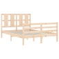 vidaXL Estructura de cama de matrimonio con cabecero madera maciza vidaXL Estructura de cama de matrimonio con cabecero madera maciza