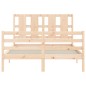 vidaXL Estructura de cama de matrimonio con cabecero madera maciza vidaXL Estructura de cama de matrimonio con cabecero madera maciza