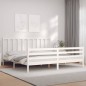 vidaXL Estructura de cama con cabecero madera maciza blanco 200x200 cm vidaXL Estructura de cama con cabecero madera maciza blanco 200x200 cm