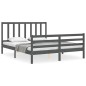 vidaXL Estructura de cama con cabecero madera maciza gris 160x200 cm
