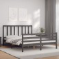 vidaXL Estructura de cama con cabecero madera maciza gris 160x200 cm
