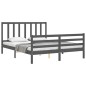 vidaXL Estructura de cama con cabecero madera maciza gris 160x200 cm