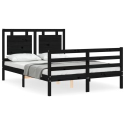 vidaXL Estructura de cama con cabecero madera maciza negro 120x200 cm