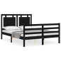 vidaXL Estructura de cama con cabecero madera maciza negro 120x200 cm
