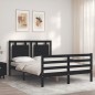 vidaXL Estructura de cama con cabecero madera maciza negro 120x200 cm