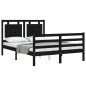 vidaXL Estructura de cama con cabecero madera maciza negro 120x200 cm