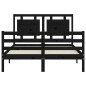 vidaXL Estructura de cama con cabecero madera maciza negro 120x200 cm