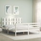 vidaXL Estructura de cama matrimonio con cabecero madera maciza blanco vidaXL Estructura de cama matrimonio con cabecero madera maciza blanco
