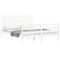 vidaXL Estructura de cama matrimonio con cabecero madera maciza blanco vidaXL Estructura de cama matrimonio con cabecero madera maciza blanco