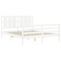 vidaXL Estructura de cama matrimonio con cabecero madera maciza blanco vidaXL Estructura de cama matrimonio con cabecero madera maciza blanco