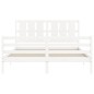 vidaXL Estructura de cama matrimonio con cabecero madera maciza blanco vidaXL Estructura de cama matrimonio con cabecero madera maciza blanco