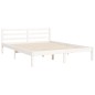vidaXL Estructura de cama matrimonio con cabecero madera maciza blanco vidaXL Estructura de cama matrimonio con cabecero madera maciza blanco