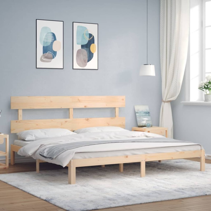 vidaXL Estructura de cama con cabecero madera maciza 200x200 cm vidaXL Estructura de cama con cabecero madera maciza 200x200 cm