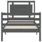 vidaXL Estructura de cama con cabecero madera maciza gris 90x200 cm