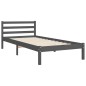 vidaXL Estructura de cama con cabecero madera maciza gris 90x200 cm