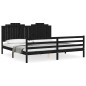 vidaXL Estructura de cama con cabecero madera maciza negro 200x200 cm vidaXL Estructura de cama con cabecero madera maciza negro 200x200 cm