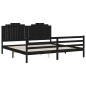 vidaXL Estructura de cama con cabecero madera maciza negro 200x200 cm vidaXL Estructura de cama con cabecero madera maciza negro 200x200 cm
