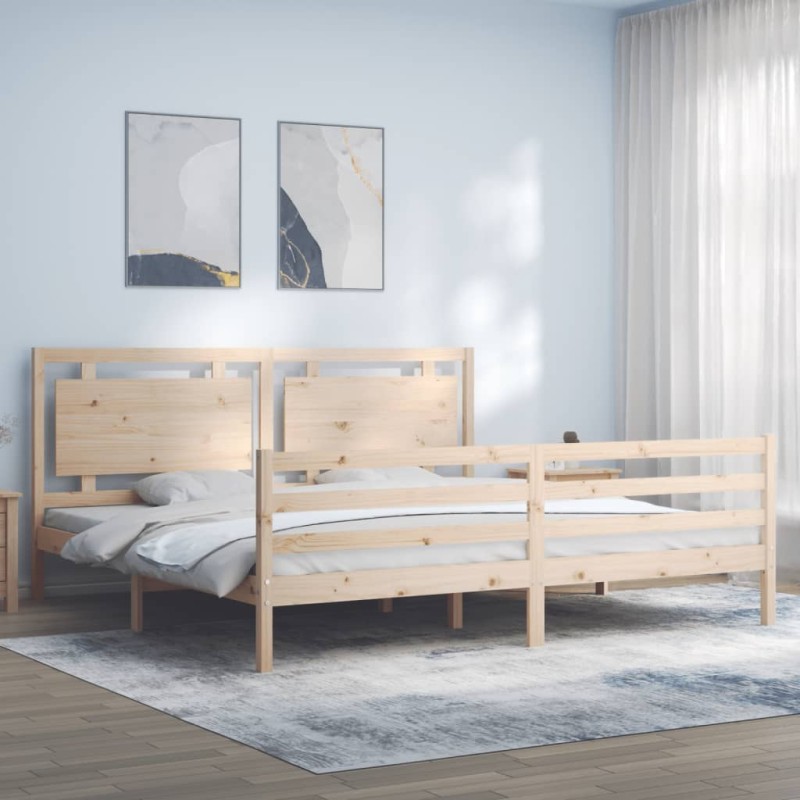 vidaXL Estructura de cama con cabecero madera maciza 200x200 cm vidaXL Estructura de cama con cabecero madera maciza 200x200 cm